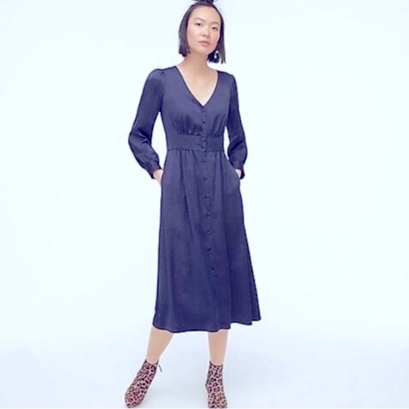 NWOT J.Crew Button-front A-line midi dress - Picture 1 of 5